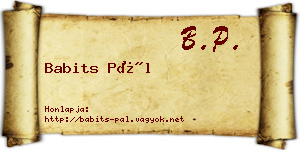 Babits Pál névjegykártya