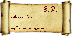 Babits Pál névjegykártya